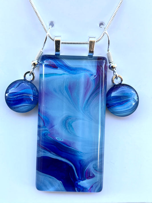 Galaxy (purple, blue) Earrings/Pendant Set GA136