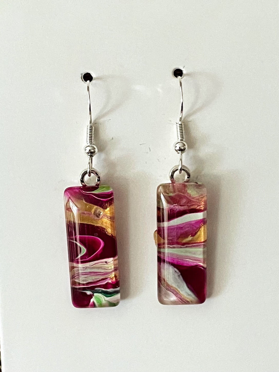 Vibrant Spring Day (pink, green) Earrings VS124