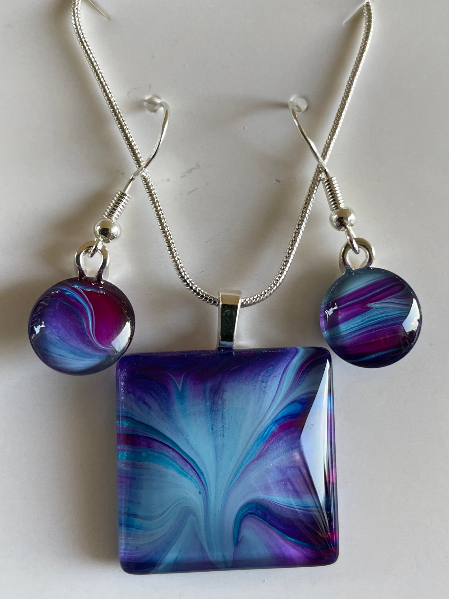 Galaxy (purple, blue) Earrings/Pendant Set GA109