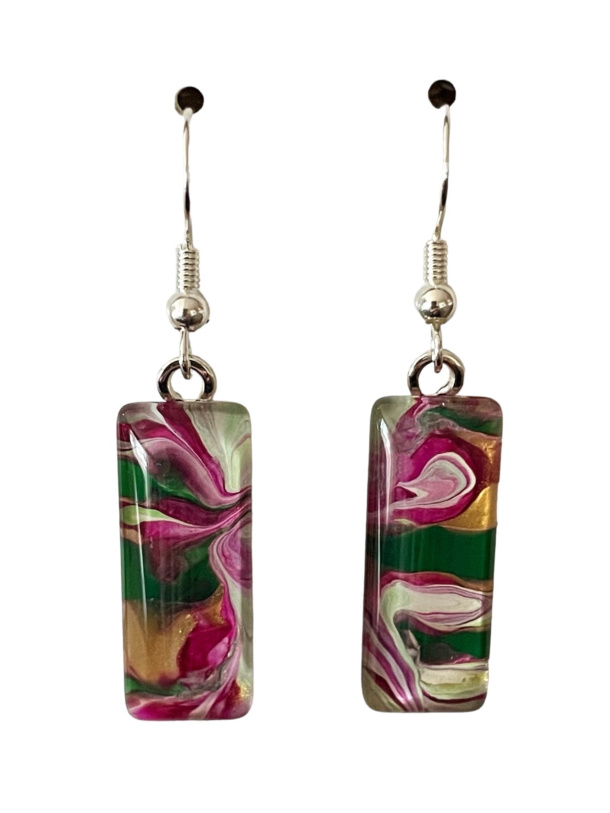 Vibrant Spring Day (pink, green) Earrings VS119