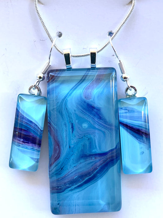 Galaxy (purple, blue) Earrings/Pendant Set GA140