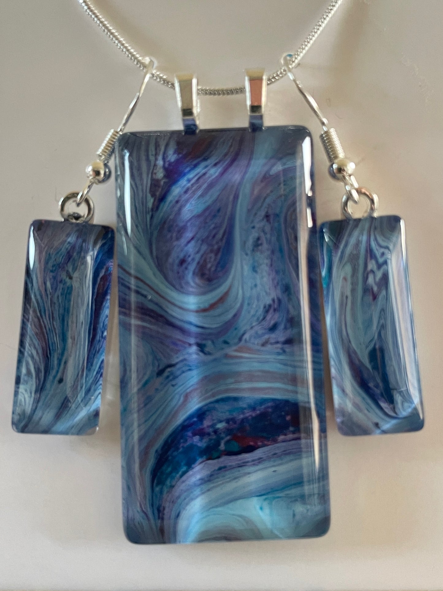 Galaxy (purple, blue) Earrings/Pendant Set GA135