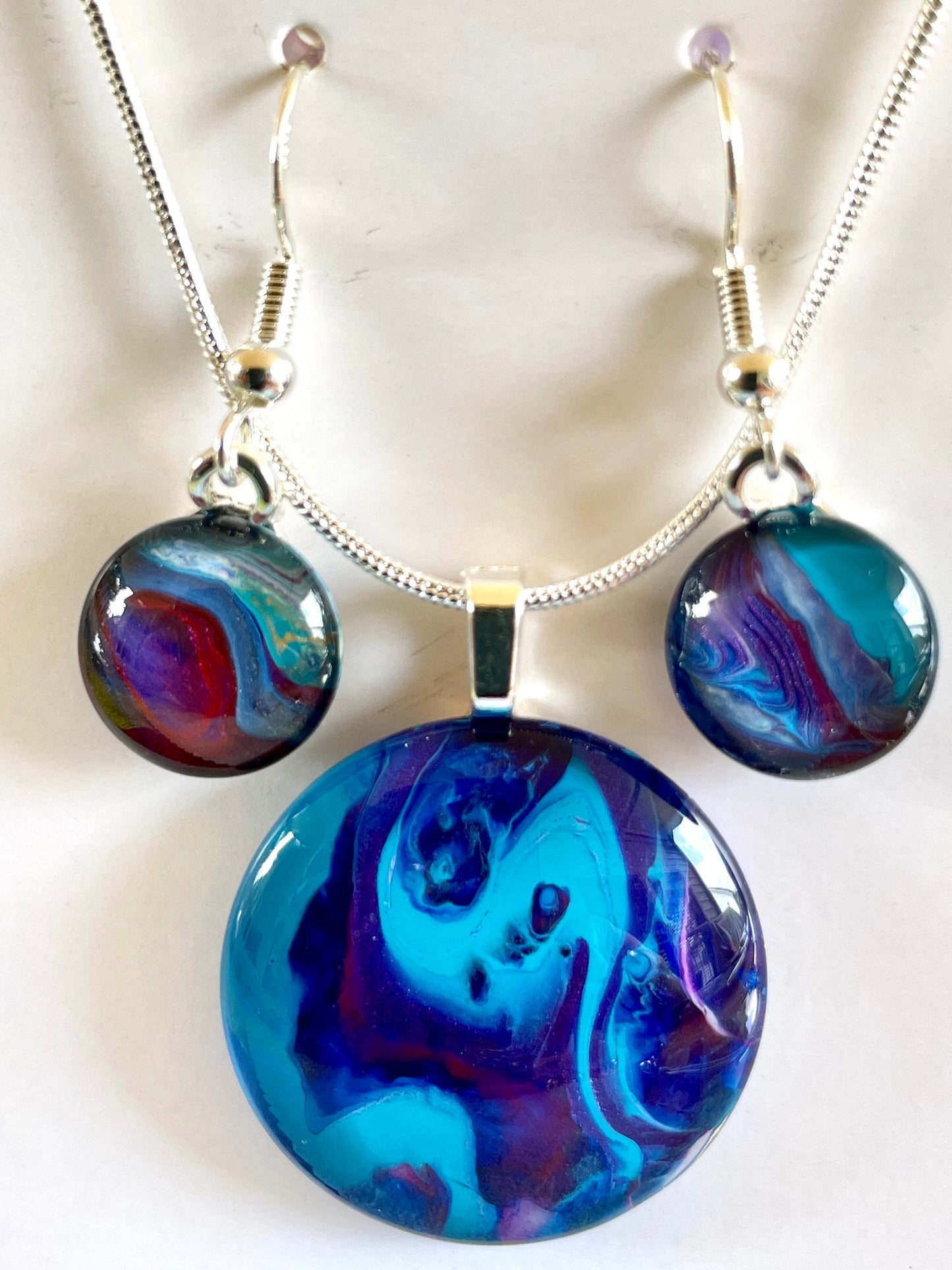 Galaxy (purple, blue) Earrings/Pendant Set GA125