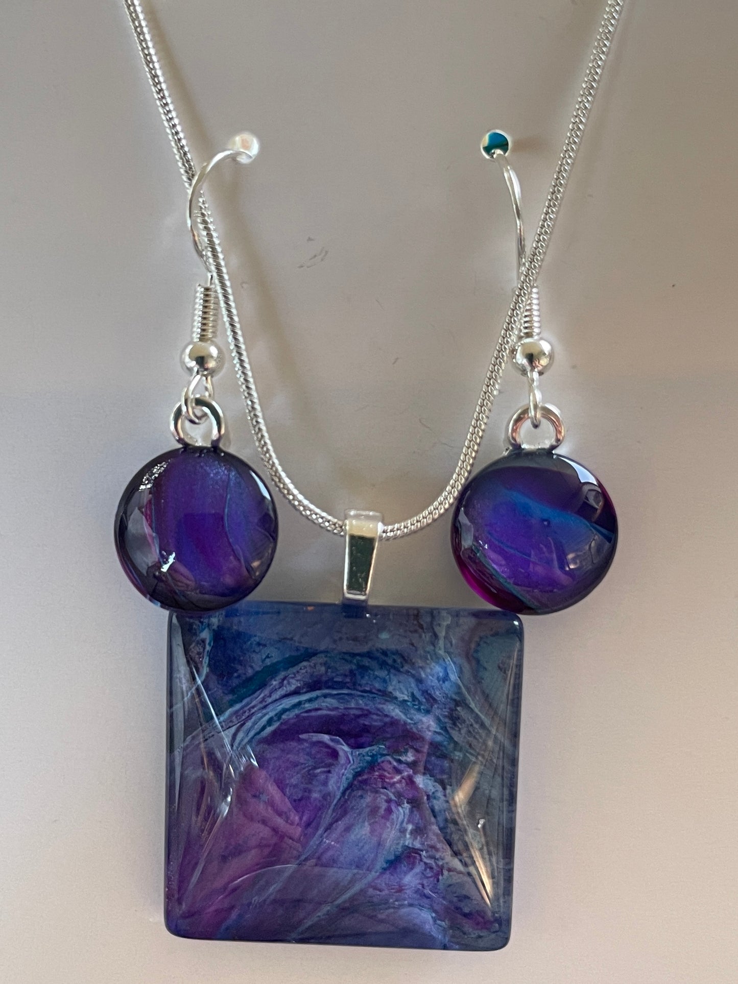 Galaxy (purple, blue) Earrings/Pendant Set GA111