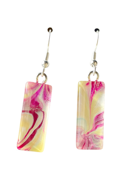 Vibrant Spring Day (pink, blue, yellow) Earrings VS211