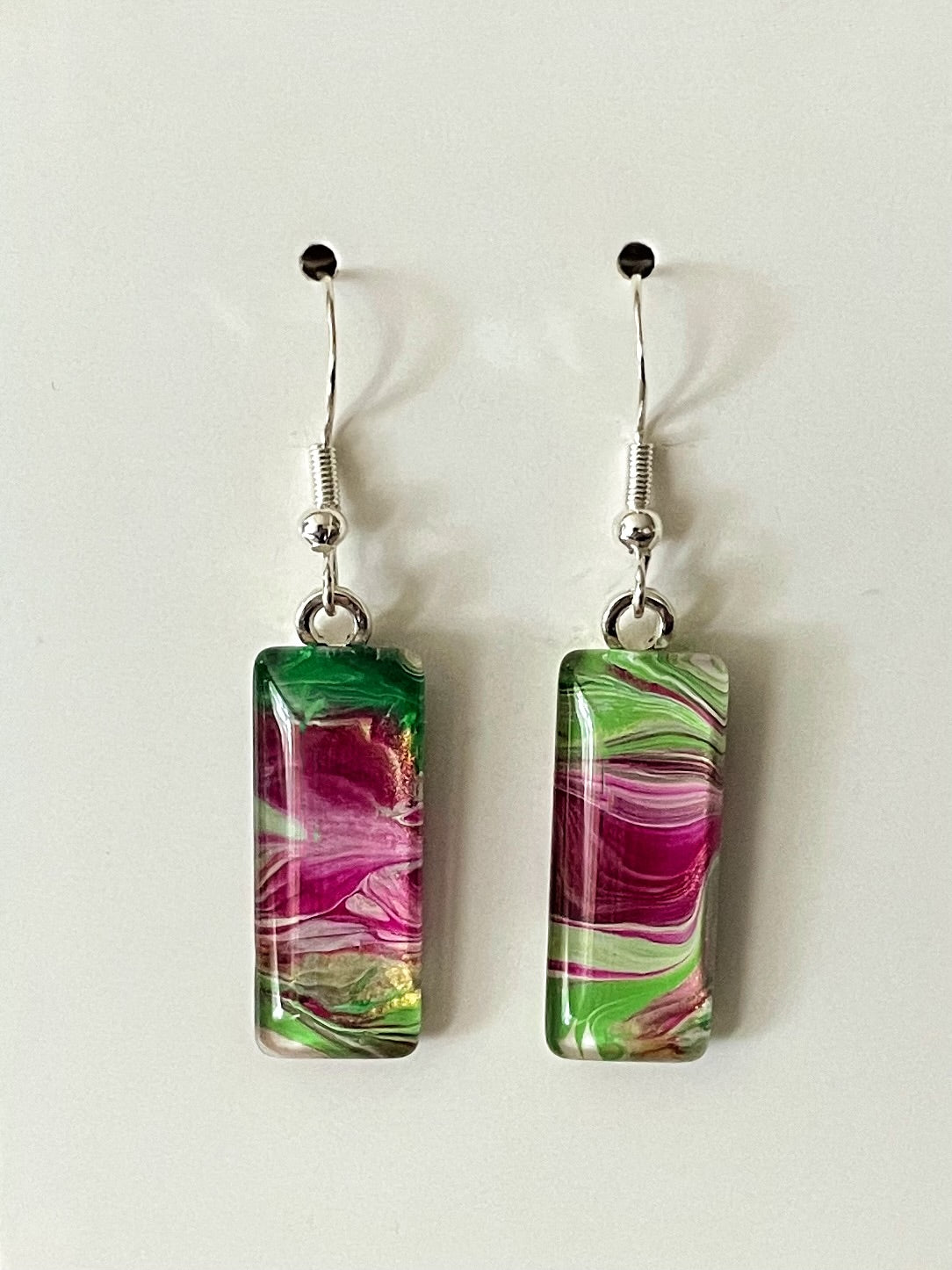 Vibrant Spring Day (pink, green) Earrings VS122