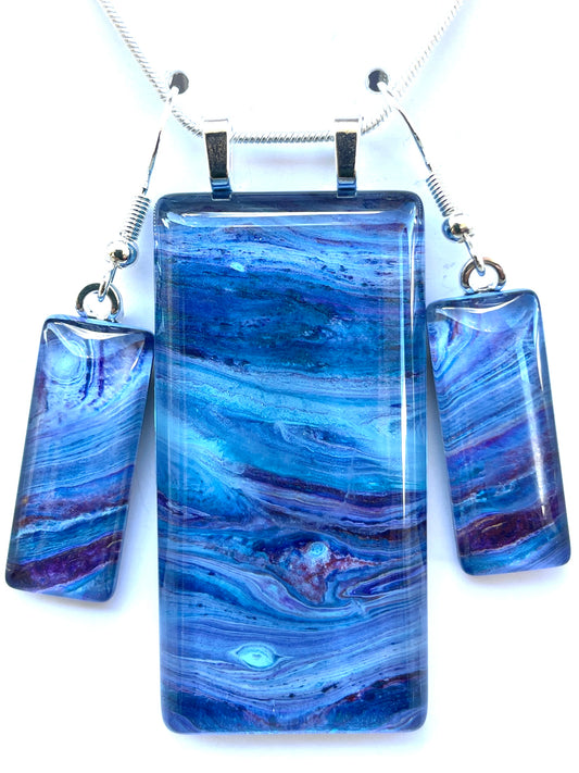 Galaxy (purple, blue) Earrings/Pendant Set GA138