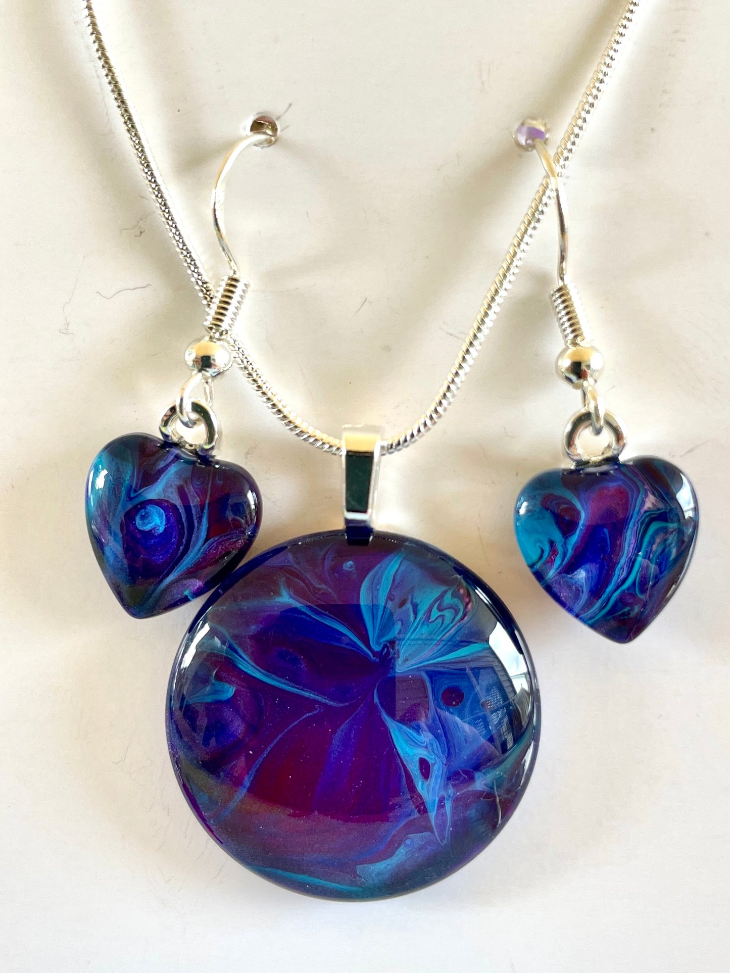 Galaxy (purple, blue) Earrings/Pendant Set GA127