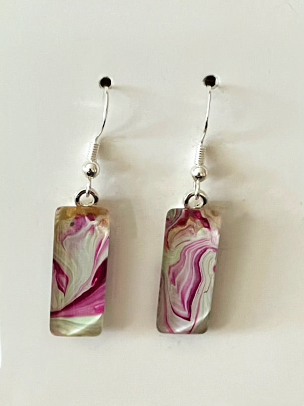 Vibrant Spring Day (pink, green) Earrings VS132