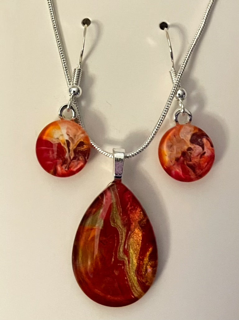 Fire Collection Earrings/Pendant Set FI123