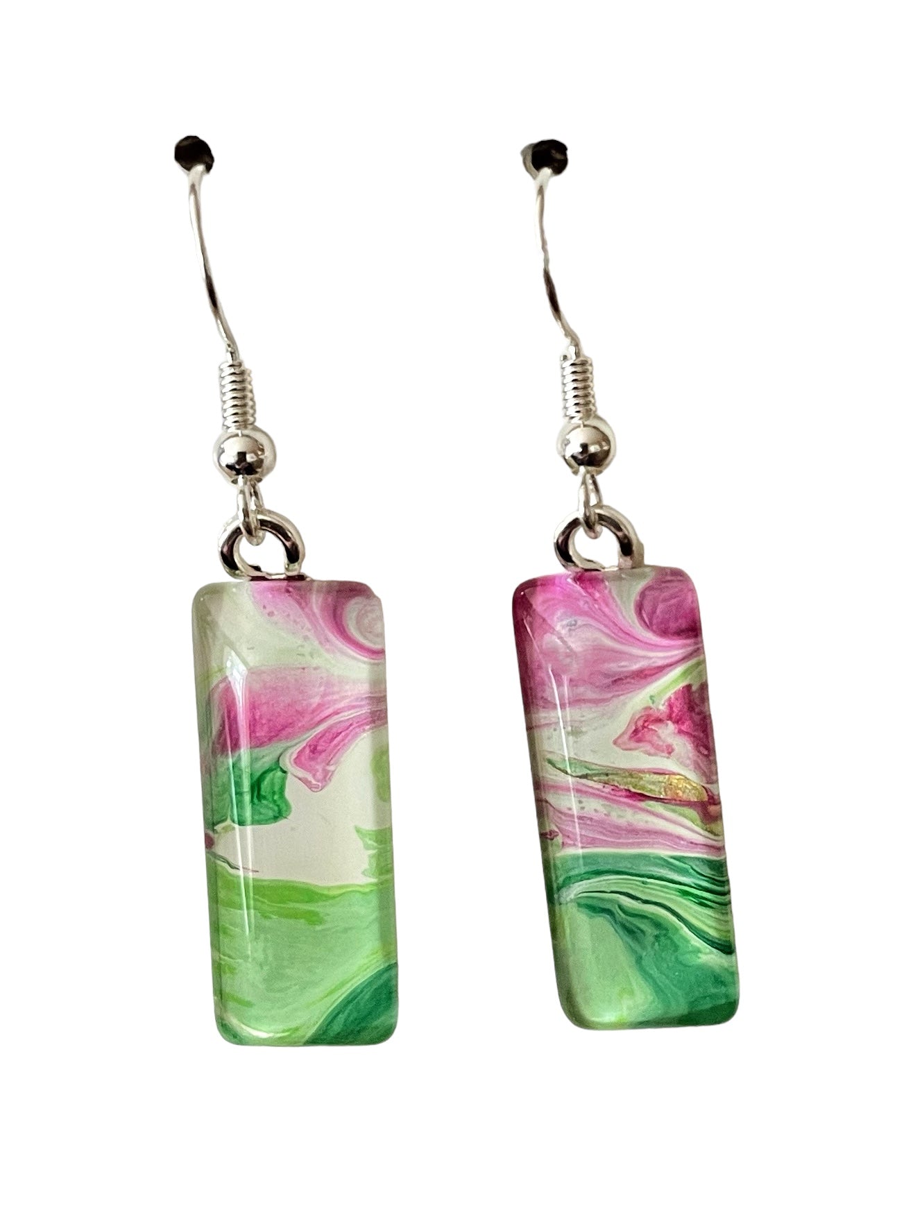 Vibrant Spring Day (pink, green) Earrings VS118