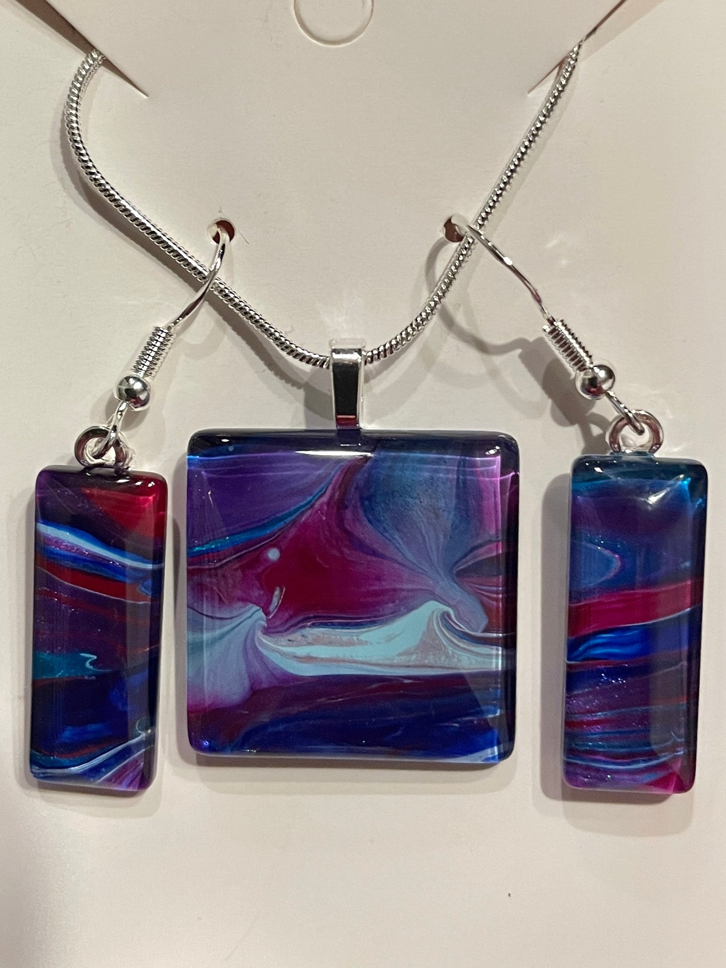 Galaxy (purple, blue) Earrings/Pendant Set GA106