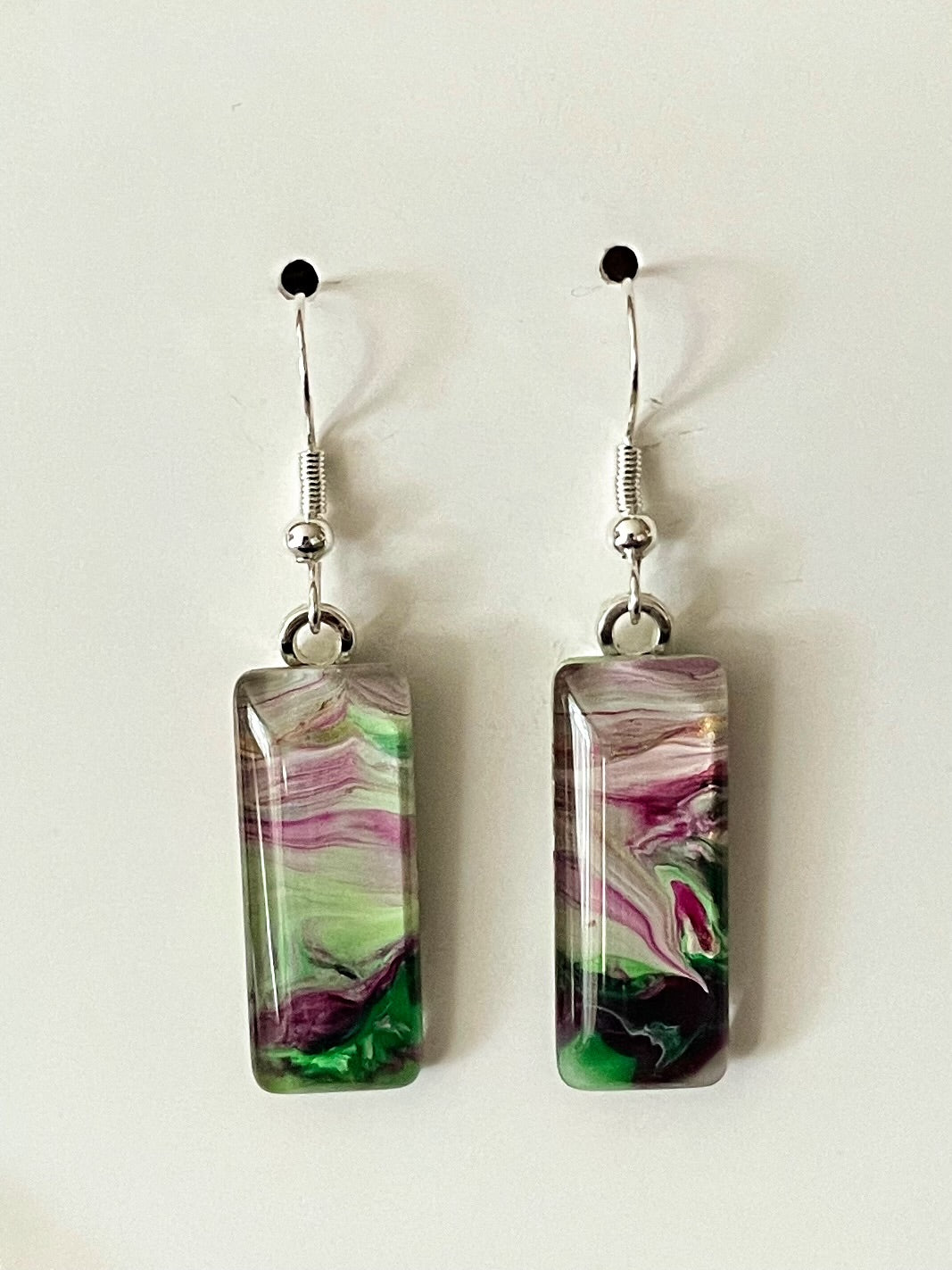 Vibrant Spring Day (pink, green) Earrings VS123