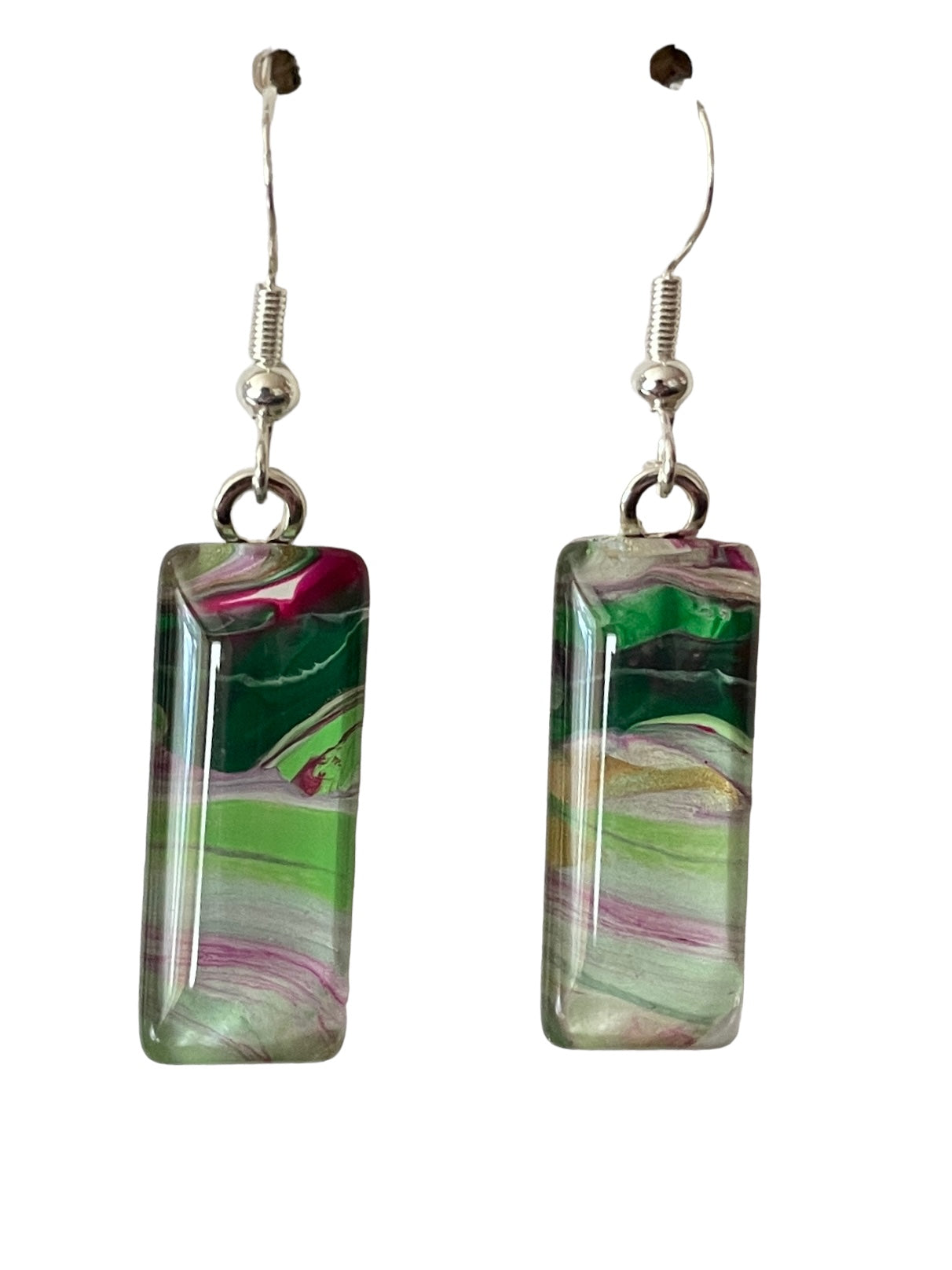 Vibrant Spring Day (pink, green) Earrings VS116