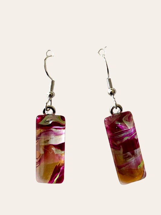 Vibrant Spring Day (pink, green) Earrings VS113