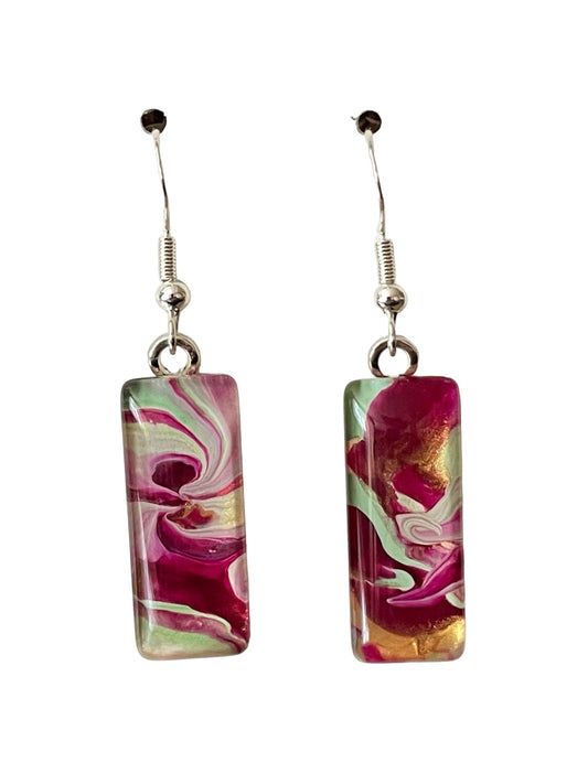 Vibrant Spring Day (pink, green) Earrings VS115