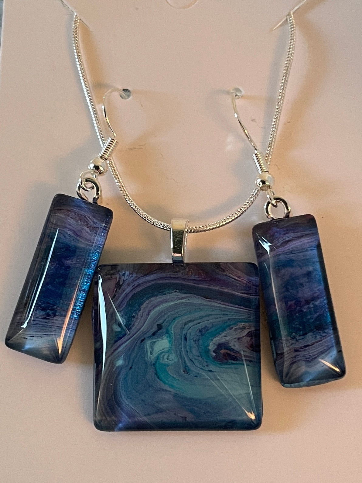 Galaxy (purple, blue) Earrings/Pendant Set GA114