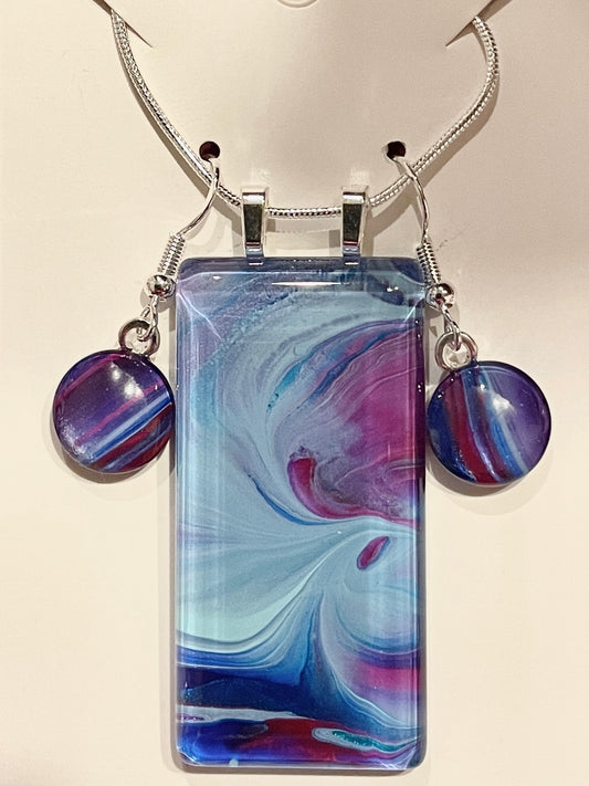 Galaxy (purple, blue) Earrings/Pendant Set GA130