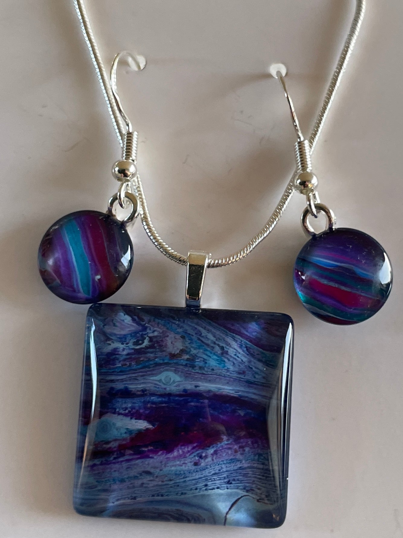 Galaxy (purple, blue) Earrings/Pendant Set GA113