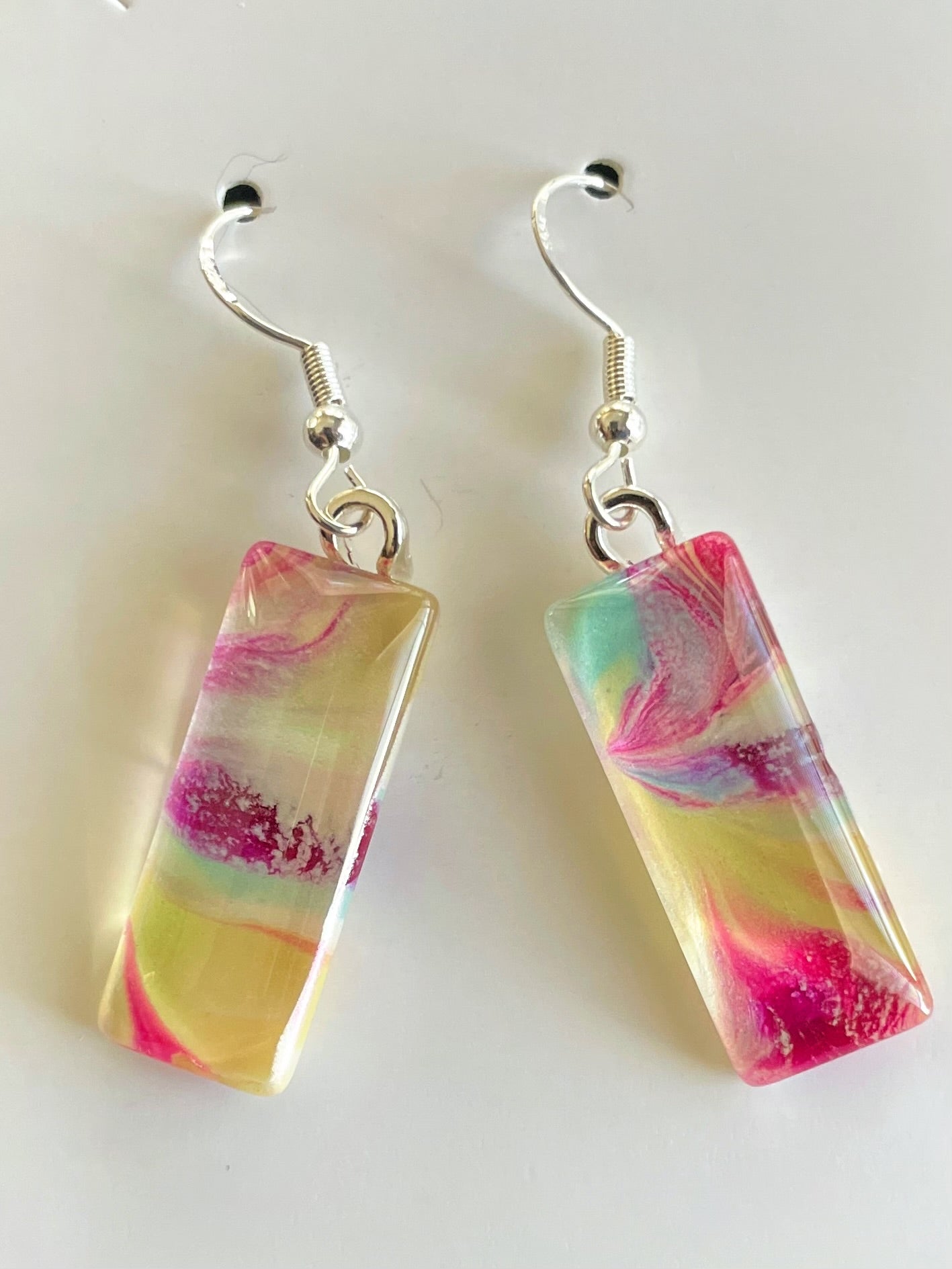 Vibrant Spring Day (pink, blue, yellow) Earrings VS208