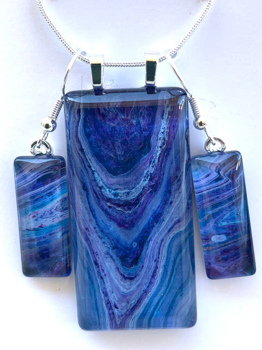 Galaxy (purple, blue) Earrings/Pendant Set GA142