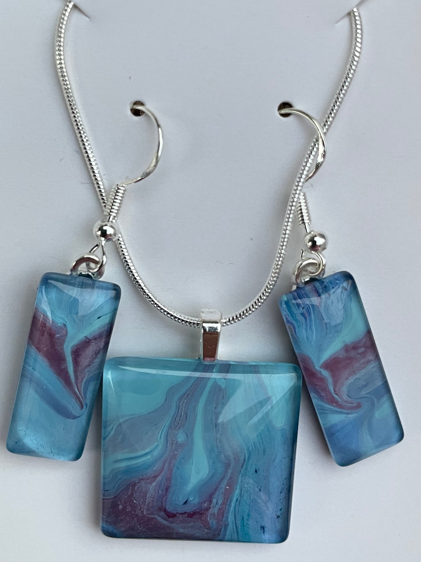 Galaxy (purple, blue) Earrings/Pendant Set GA102