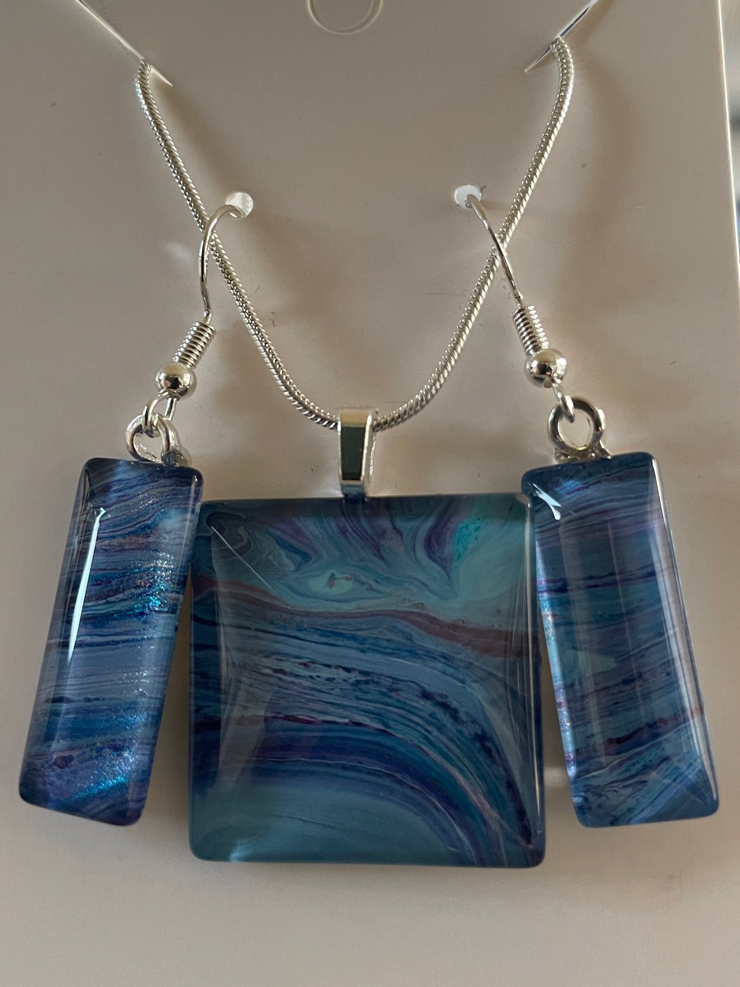 Galaxy (purple, blue) Earrings/Pendant Set GA116