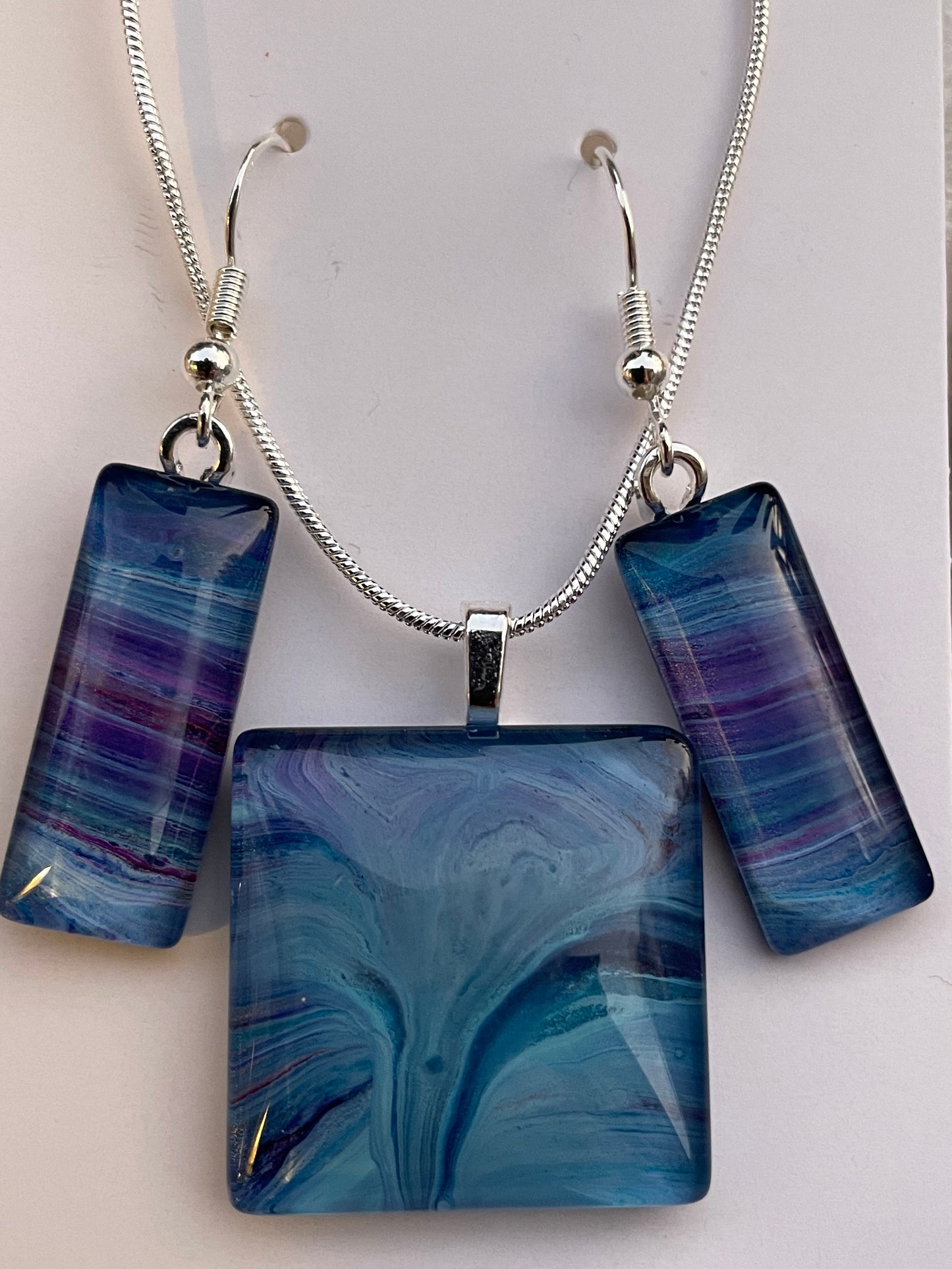 Galaxy (purple, blue) Earrings/Pendant Set GA103