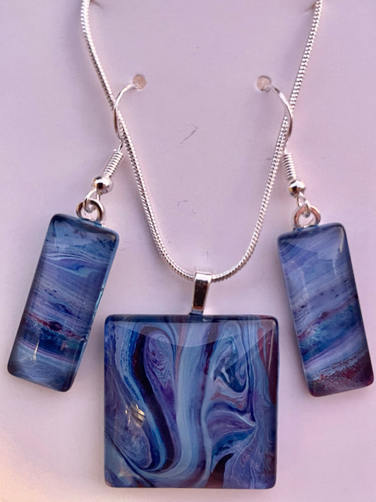 Galaxy (purple, blue) Earrings/Pendant Set GA105