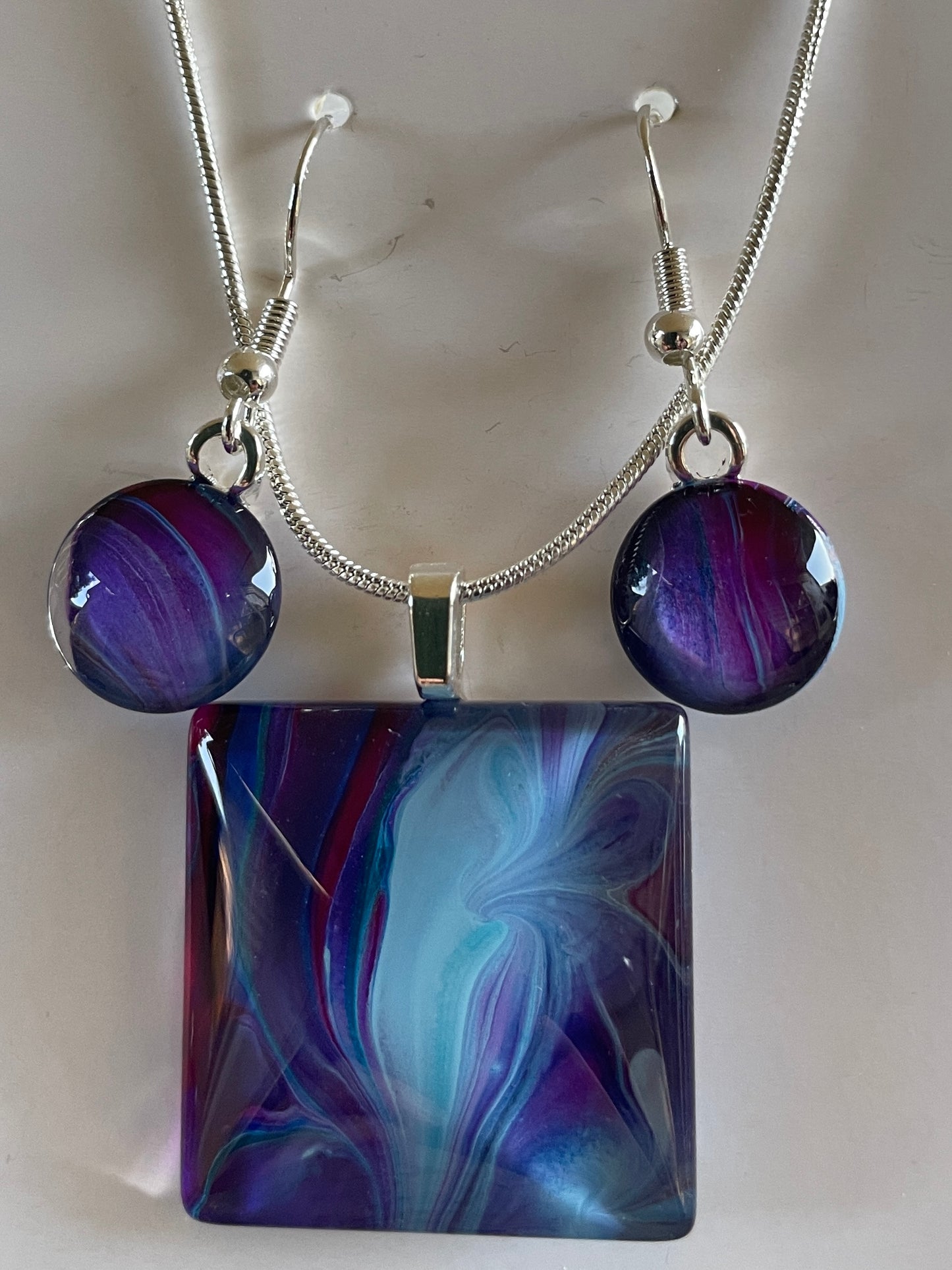 Galaxy (purple, blue) Earrings/Pendant Set GA112