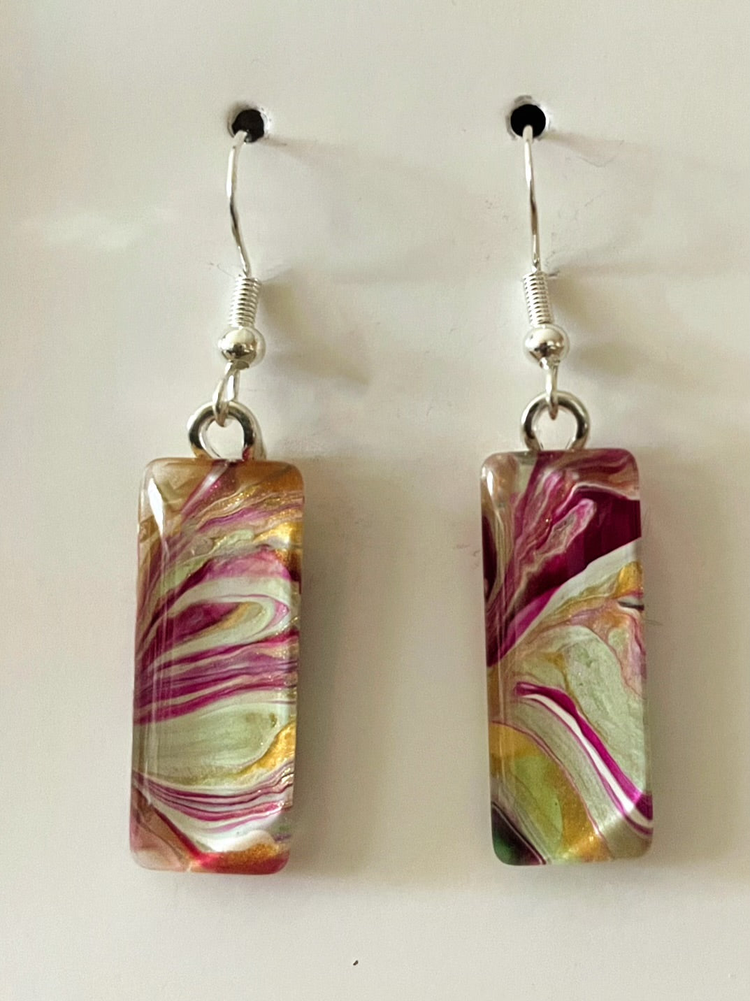 Vibrant Spring Day (pink, green) Earrings VS126