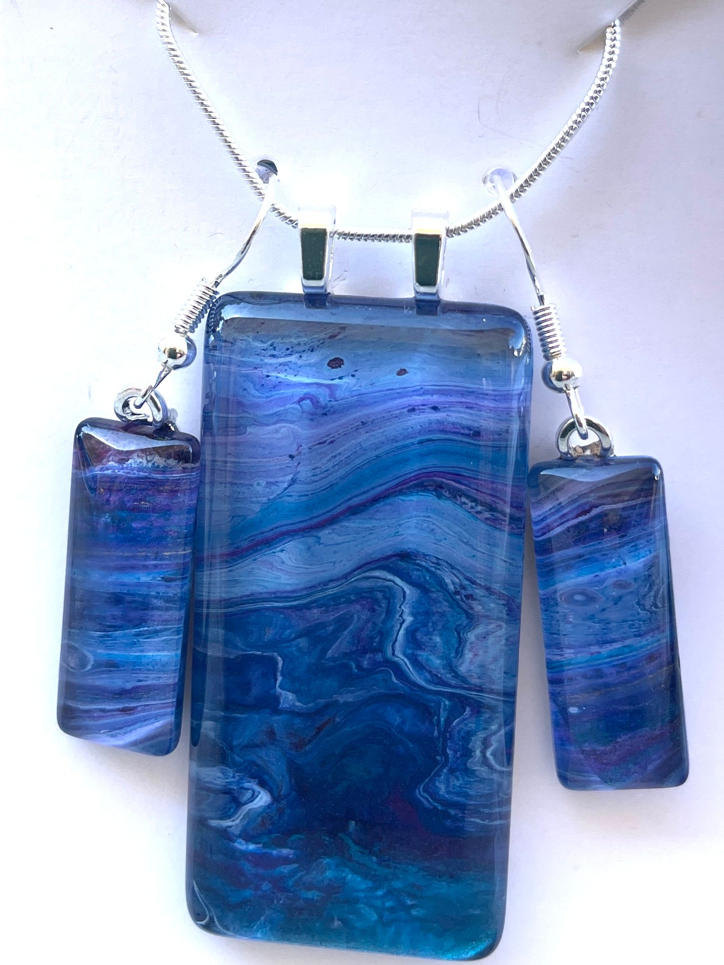 Galaxy (purple, blue) Earrings/Pendant Set GA146