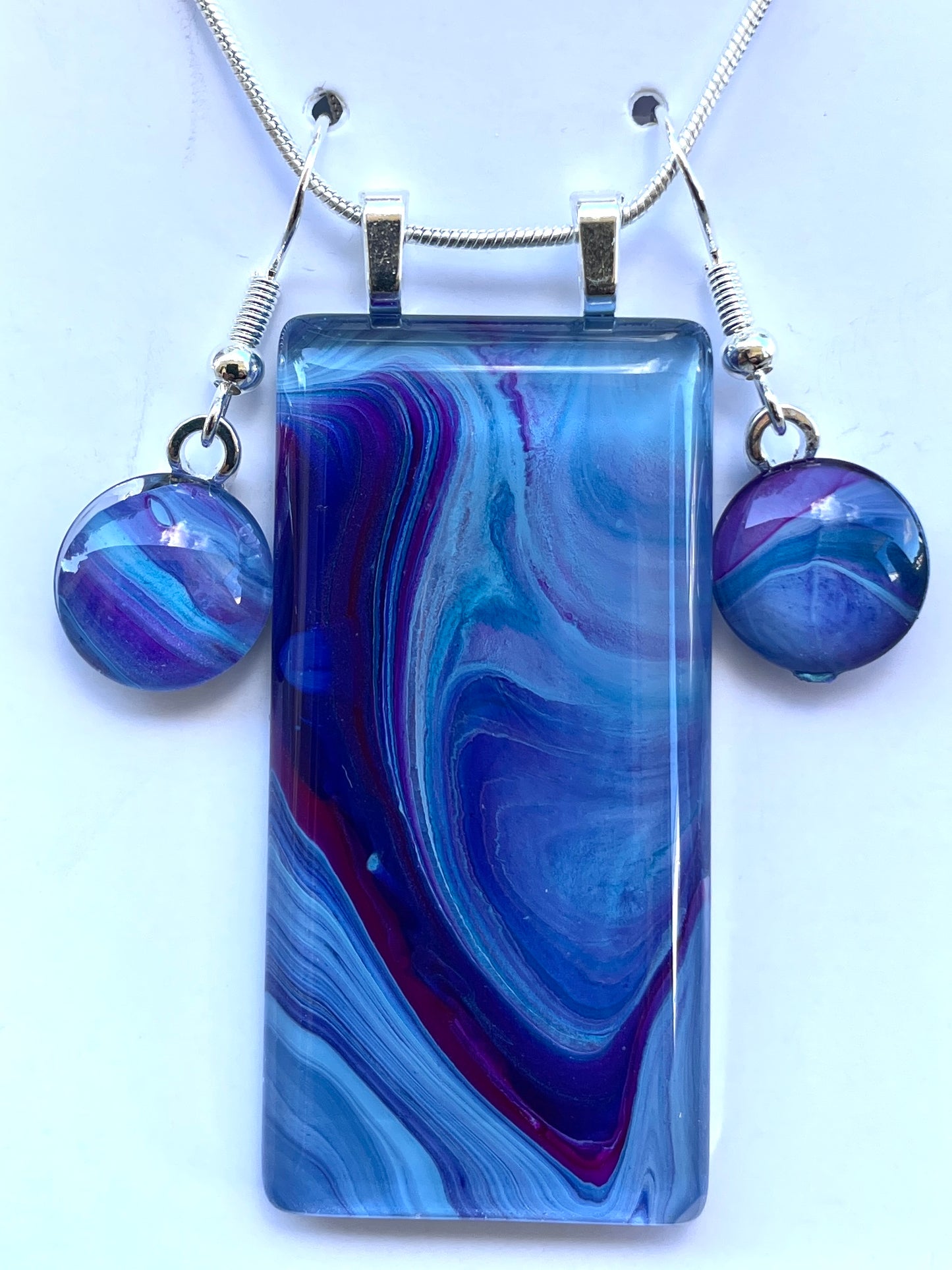 Galaxy (purple, blue) Earrings/Pendant Set GA137