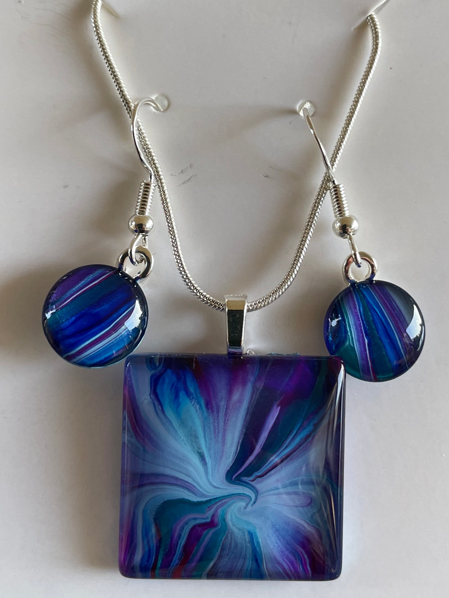 Galaxy (purple, blue) Earrings/Pendant Set GA110