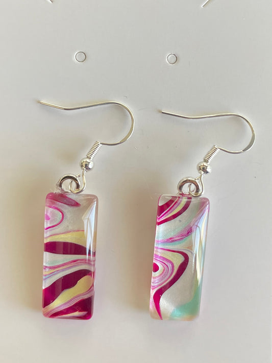 Vibrant Spring Day (pink, blue, yellow) Earrings VS204