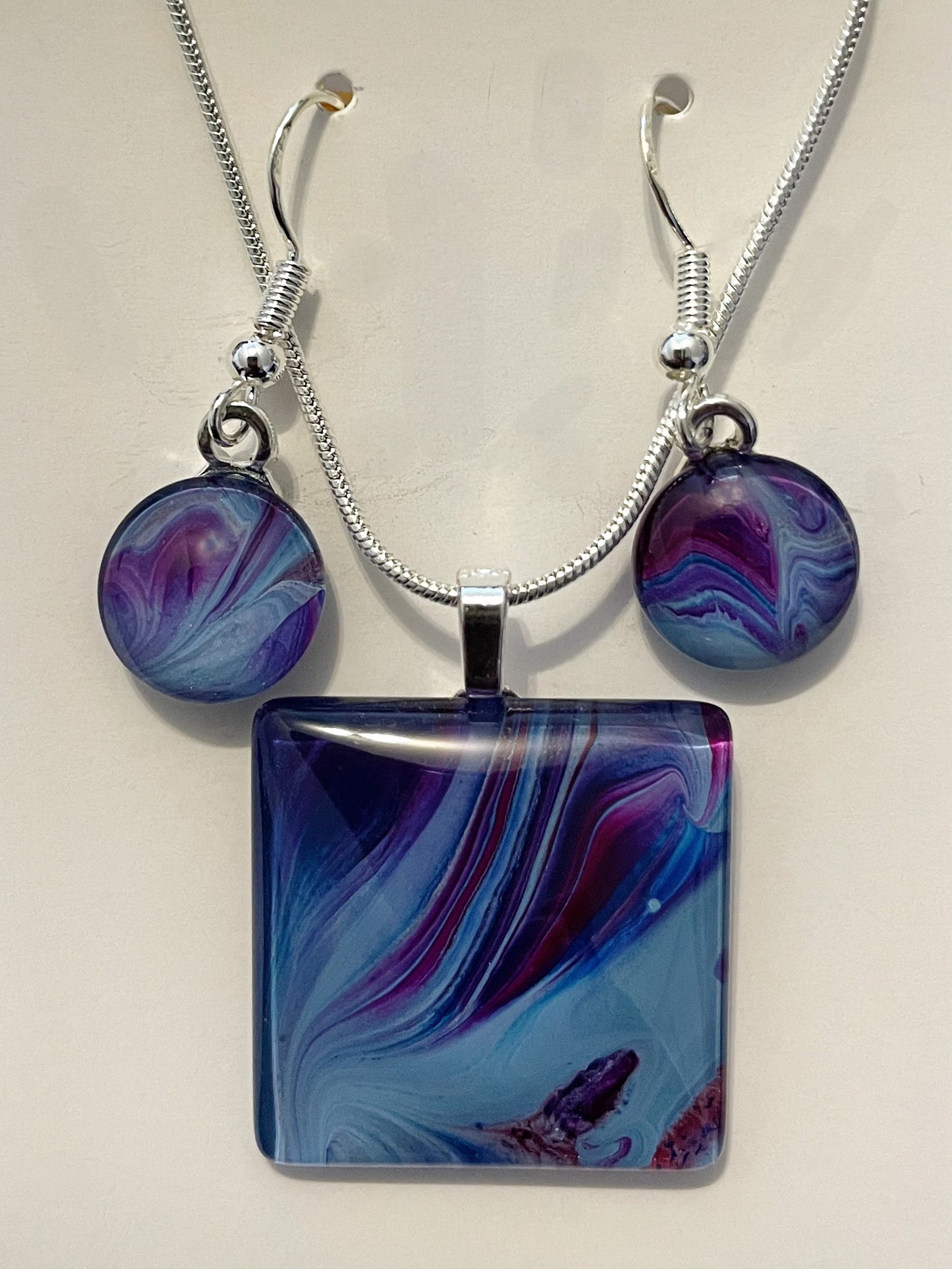 Galaxy (purple, blue) Earrings/Pendant Set GA147