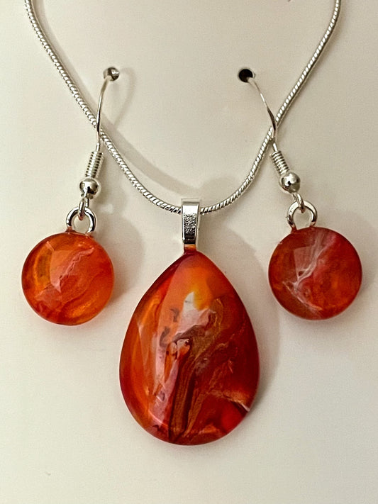 Fire Collection Earrings/Pendant Set FI128