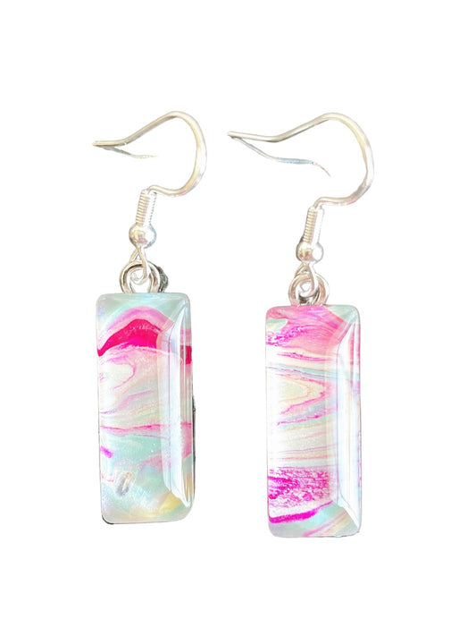 Vibrant Spring Day (pink, blue, yellow) Earrings VS203