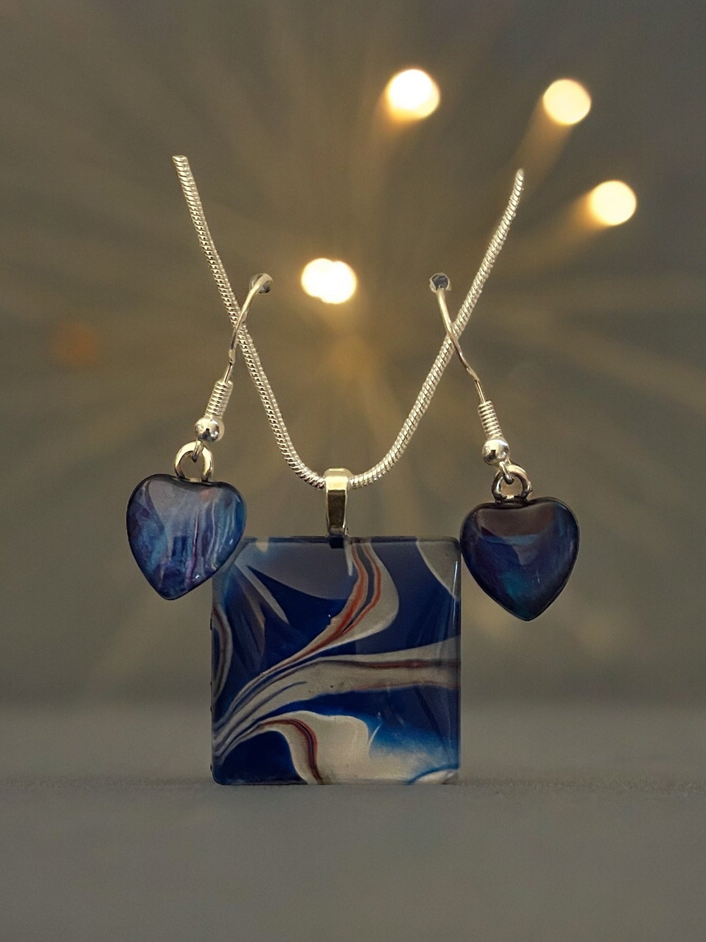 Patriot Collection (red, white and blue) Earrings/Pendant set 
PA203