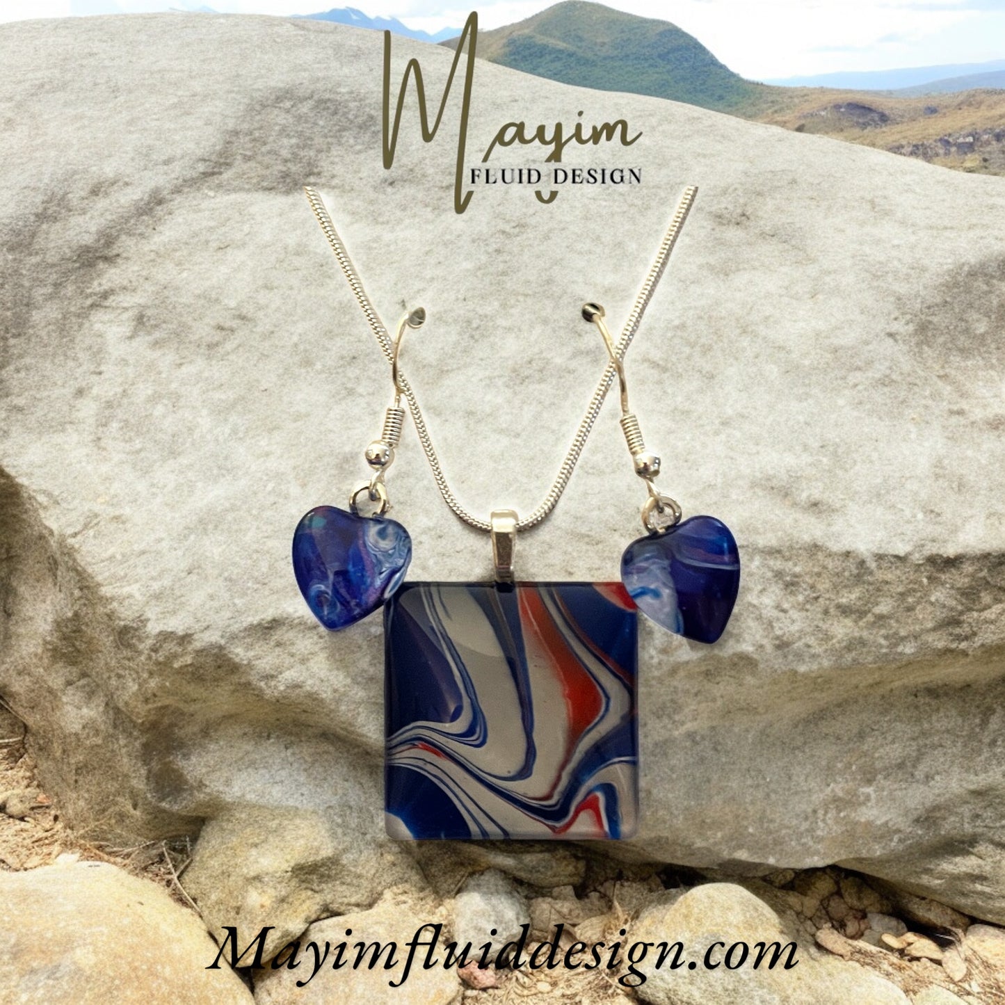 Patriot Collection (red, white and blue) Earrings/Pendant set 
PA205