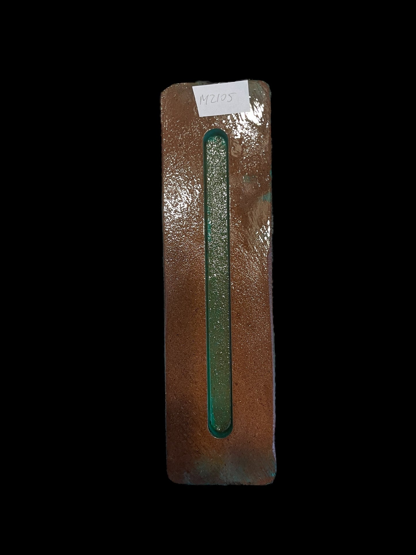 Mezuzah Case (Large, Dark Umbra, Burnt-Orange, Turquoise) MZ105